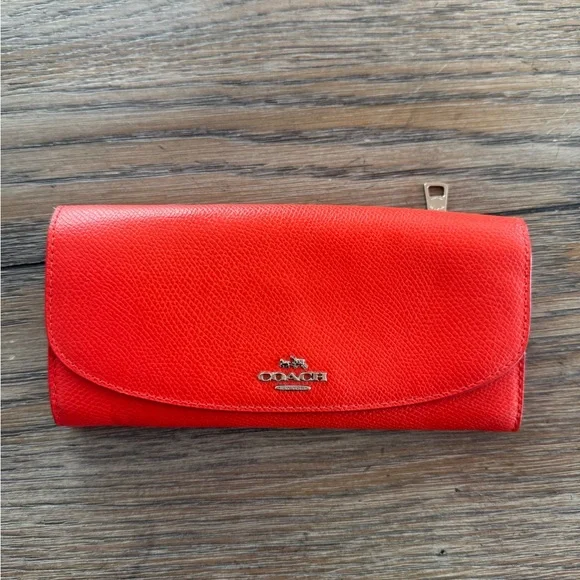 Coach Orange Leather Wallet and Brown Signature Pouch Set - Picture 2 of 7